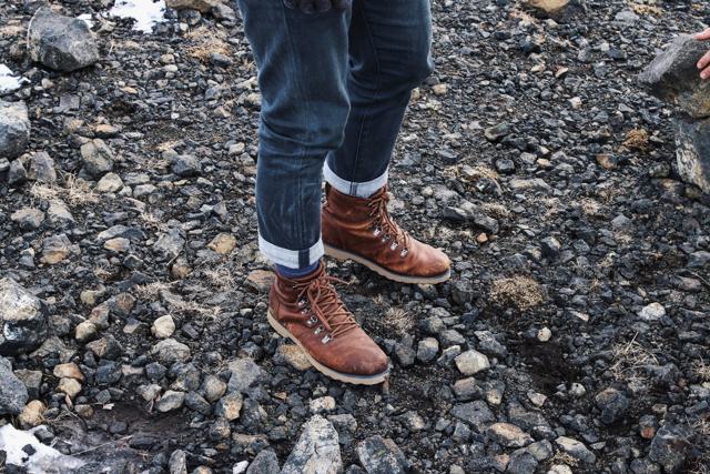 Hiking boots on Icelandic gravel
