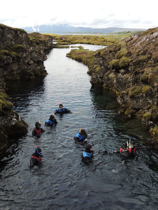Snorkellers in Silfra